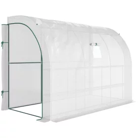   Kerti fóliasátor 300x150x213 cm 3 szintes, 6 polcos növényház, UV-álló fóliával, fehér