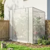 Fal mellé helyezhető mini fóliasátor 200x76x170 cm UV-álló növényház, feltekerhető ajtóval és szúnyoghálós ablakokkal, fehér