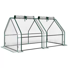   Mini kerti fóliasátor 180x90x90 cm átlátszó PVC-borítással, acélvázzal, cipzáras nyílásokkal