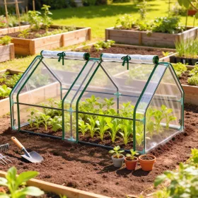   Mini kerti fóliasátor 180x90x90 cm átlátszó PVC-borítással, acélvázzal, cipzáras nyílásokkal