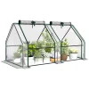 Mini kerti fóliasátor 180x90x90 cm átlátszó PVC-borítással, acélvázzal, cipzáras nyílásokkal
