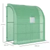 Kerti fóliasátor 200x100x215 cm fal mellé állítható növényház, UV-álló PE-fóliával, 2 cipzáras ajtóval, zöld