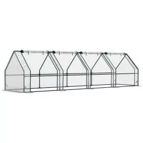   Alacsony fóliasátor 360x90x90 cm acélvázas növényház, 4 cipzáras nyílással, átlátszó