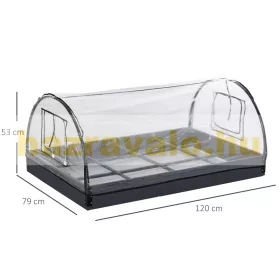   Alagút fóliasátor növénynevelő fóliasátor 2 ajtóval 120x79x53 cm PVC és acél kerettel