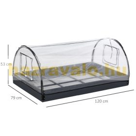   Alagút fóliasátor növénynevelő fóliasátor 2 ajtóval 120x79x53 cm PVC és acél kerettel