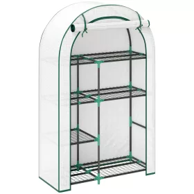   Mini fóliasátor 100x45x160 cm 4 szintes 7 polcos növényház, UV-álló fóliával, fehér