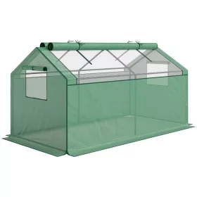   Mini fóliasátor 180x92x92 cm UV-álló, 130 g/m² PE fóliával, 2 szellőzőablakkal, zöld
