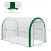 Alagút fóliasátor 358x210x210 cm horganyzott acélvázzal, UV-álló PE fóliával, 6 szellőzőablakkal, fehér
