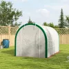 Alagút fóliasátor 358x210x210 cm horganyzott acélvázzal, UV-álló PE fóliával, 6 szellőzőablakkal, fehér