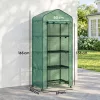 Mini fóliasátor 69x50x165 cm 4 polcos palántanevelő üvegház, acélvázzal és UV-álló fóliával, zöld