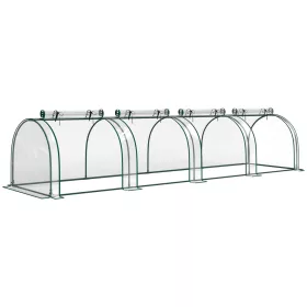   Alagút fóliasátor 395x100x80 cm átlátszó PVC borítással, acélvázzal és 4 cipzáras nyílással