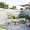Alagút fóliasátor 395x100x80 cm átlátszó PVC borítással, acélvázzal és 4 cipzáras nyílással