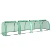 Alagút fóliasátor 395x100x80 cm 140 g/m² PE borítással, 4 cipzáras nyílással, zöld