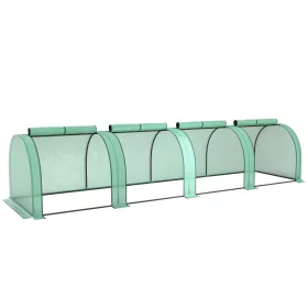  Alagút fóliasátor 395x100x80 cm 140 g/m² PE borítással, 4 cipzáras nyílással, zöld