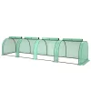 Alagút fóliasátor 395x100x80 cm 140 g/m² PE borítással, 4 cipzáras nyílással, zöld