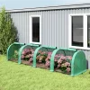 Alagút fóliasátor 395x100x80 cm 140 g/m² PE borítással, 4 cipzáras nyílással, zöld