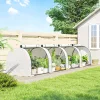Kerti alagút fóliasátor 395x100x80 cm fehér mini növényház acélvázzal, 4 cipzáras szellőzőnyílással