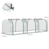 Mini alagút fóliasátor 295x100x80 cm átlátszó PVC borítással, acélvázzal és 3 feltekerhető ajtóval