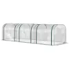 Mini alagút fóliasátor 295x100x80 cm átlátszó PVC borítással, acélvázzal és 3 feltekerhető ajtóval