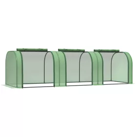   Alagút fóliasátor 295x100x80 cm sötétzöld PE fóliával, acélvázzal és 3 feltekerhető ajtóval