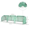 Alagút fóliasátor 350x100x80 cm 140 g/m² PE borítással, 3 cipzáras nyílással, sötétzöld