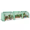 Alagút fóliasátor 350x100x80 cm 140 g/m² PE borítással, 3 cipzáras nyílással, sötétzöld