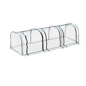   Alagút fóliasátor növénynevelő fóliasátor 3 ajtóval 350x100x80 cm PVC és acél kerettel