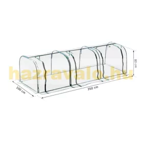   Alagút fóliasátor növénynevelő fóliasátor 3 ajtóval 350x100x80 cm PVC és acél kerettel