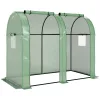 Kétrekeszes mini fóliasátor 185x94x150 cm UV-álló PE fóliával, 2 ajtóval és 4 szellőzőablakkal, zöld