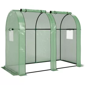   Kétrekeszes mini fóliasátor 185x94x150 cm UV-álló PE fóliával, 2 ajtóval és 4 szellőzőablakkal, zöld