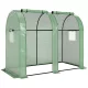 Kétrekeszes mini fóliasátor 185x94x150 cm UV-álló PE fóliával, 2 ajtóval és 4 szellőzőablakkal, zöld
