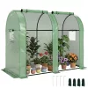 Kétrekeszes mini fóliasátor 185x94x150 cm UV-álló PE fóliával, 2 ajtóval és 4 szellőzőablakkal, zöld