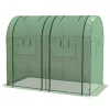 Kétrekeszes mini fóliasátor 185x94x150 cm UV-álló PE fóliával, 2 ajtóval és 4 szellőzőablakkal, zöld