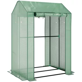   Kétrekeszes mini fóliasátor 100x80x150 cm UV-álló PE fóliával, 2 cipzáras ajtóval, zöld