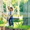 Greenhouse foil tent with shelves for growing vegetables and plants with door and window