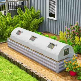   Mini alagút fóliasátor 300x80x45 cm UV-álló növényház, 4 szúnyoghálós ablakkal, fehér