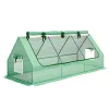 Kerti mini fóliasátor 240x90x90 cm feltekerhető tetővel, rovarhálós szellőzőablakokkal és UV-védő fóliával, zöld