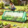 Kerti mini fóliasátor 240x90x90 cm feltekerhető tetővel, rovarhálós szellőzőablakokkal és UV-védő fóliával, zöld