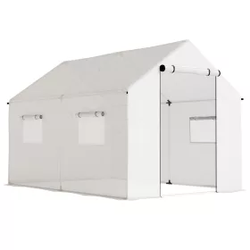   Kerti fóliasátor 300x200x200 cm 6 m², UV-álló, 140 g/m² PE fóliával, 4 szellőzőablakkal, fehér