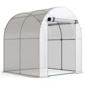  Kerti fóliasátor 180x180x200 cm 3,24 m², UV-védett PE fóliával, acélvázzal, fehér