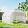 Cserefólia kerti fóliasátorhoz 300x300x200 cm fehér, UV-álló PE, 6 ablakkal és cipzáras ajtóval