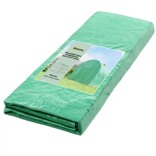 Fóliasátor cserefólia 400x200x200 cm zöld, UV-álló PE, 8 ablakkal és cipzáras ajtóval