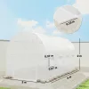 Fóliasátor cserefólia 400x200x200 cm fehér, UV-álló PE tartalék fólia 8 ablakkal és cipzáras ajtóval