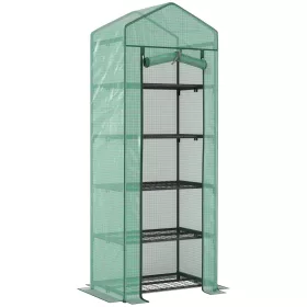   Mini fóliasátor 69x49x193 cm zöld 5 polcos palántanevelő növényház