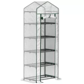   Mini fóliasátor 69x49x193 cm 5 polcos palántanevelő növényház, fehér