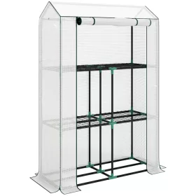   Mini fóliasátor 100x40x150 cm 3 szintes, polcos növényház, UV-álló fóliával, fehér
