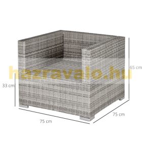   Polirattan egyszemélyes fotel karosszék párnával kerti fotel rattan kerti szék szürke