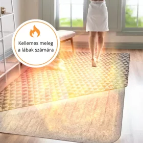   Szőnyeg alá tehető fűtőszőnyeg 100x140 cm termosztáttal és időzítővel 200W, IP20, szürke