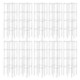   Paradicsom futtató 10 db ezüst szögletes acél növénytámasz 117 cm fém összecsukható karó, futtatórács