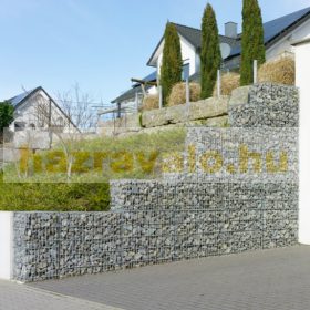   Gabion kőkosár támfalnak, kerítéslábazatnak 100x80x20 cm, 5x10 cm rács